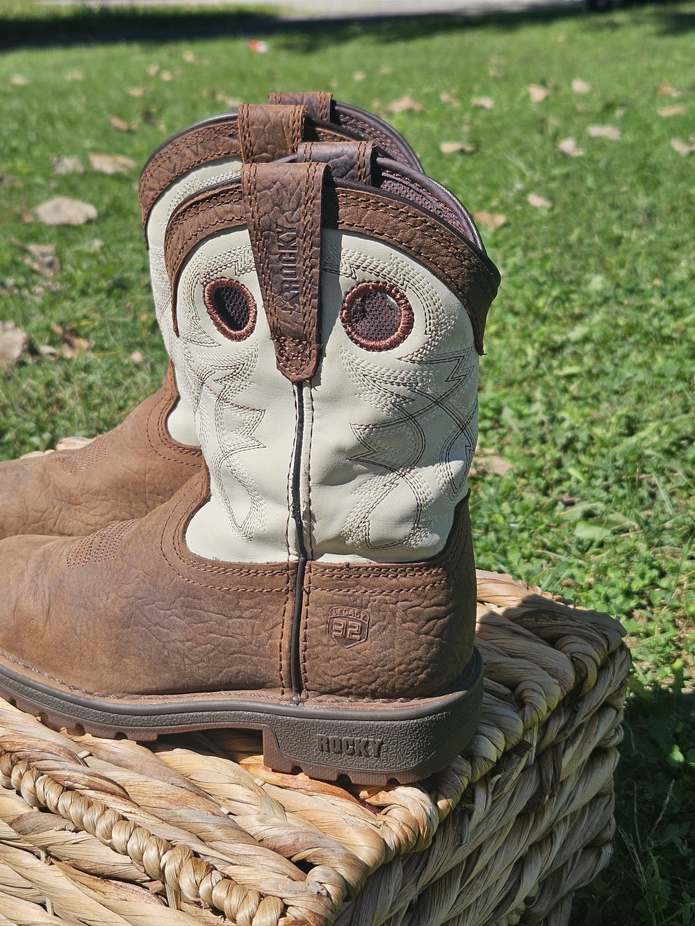 Rocky Boys Cowboy Boots Slip Resistant Brown Size 12 - Picture 5 of 9